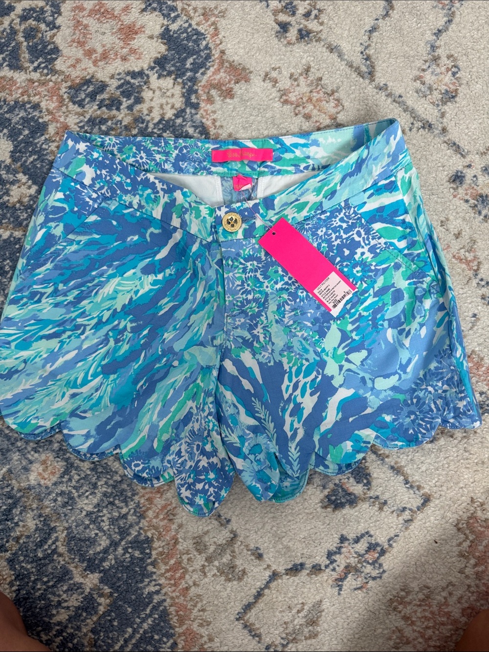 Lilly Pulitzer Blue & Aqua Floral Scallop-Hem Skort
